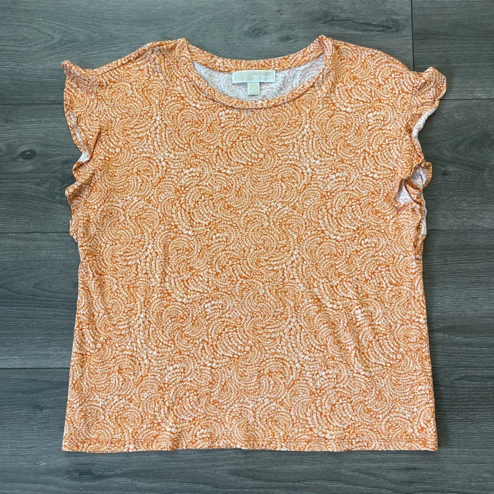 Michael Kors Womens M Top Blouse Sleeveless Orange